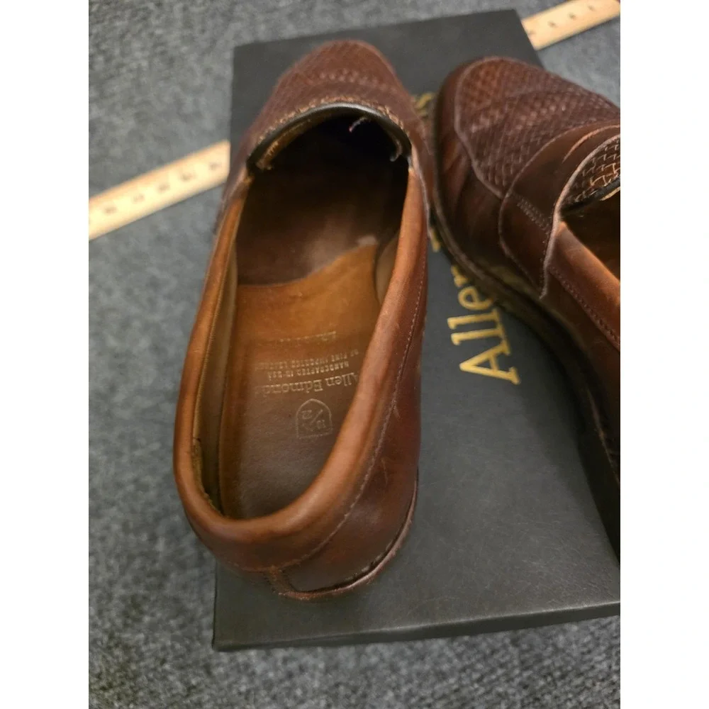 Allen Edmonds Shoes Mens‎ Size 8.5 Brown Leather Woven Loafer Slip On Lake Bluff